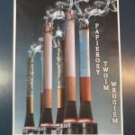 plakat, kominy, kominów wystają papierosy