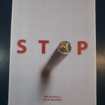 plakat, napis stop, papieros