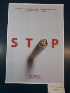 plakat, napis stop, papieros