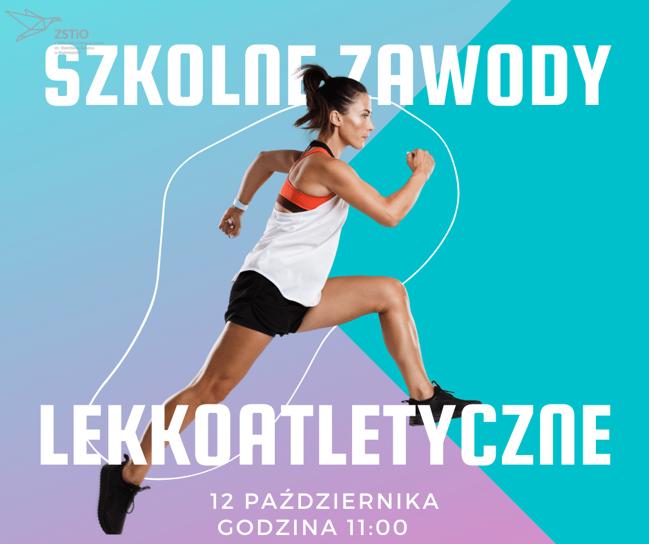 plakat informacyjny, kobieta w stroju sportowym ustawia się do biegu